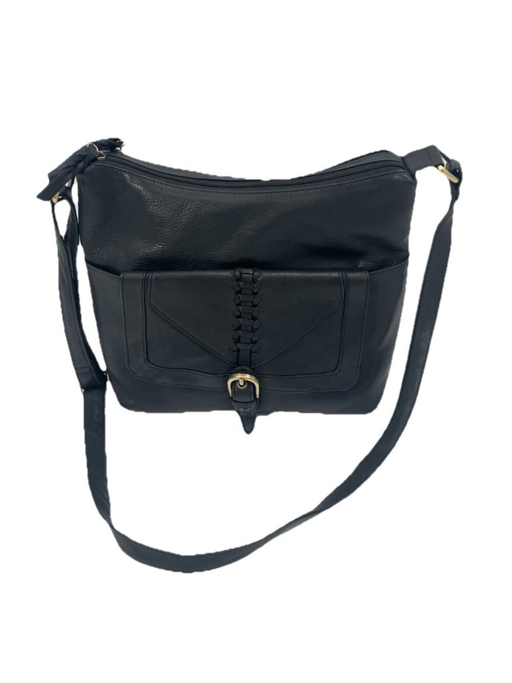 Great American Leather Works Black Leather Crossbody Shoulder Bag Boho Lux